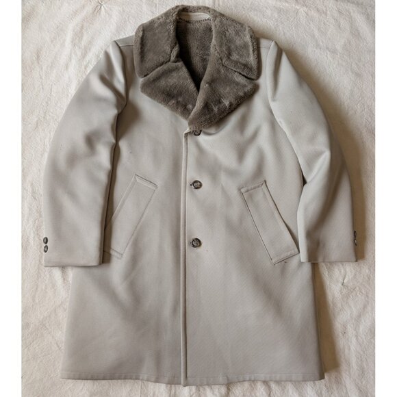 JCPenney Vintage 70s Classic Winter Overcoat Pile Lined Poly Twill 40 Reg. USA - Picture 2 of 10